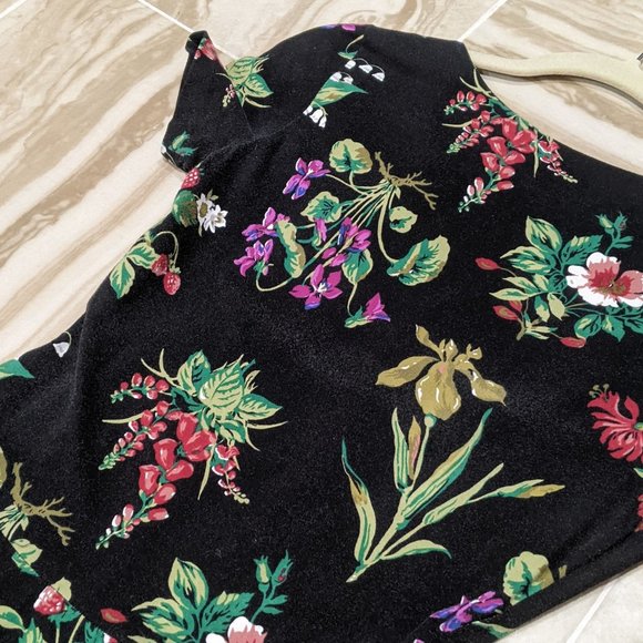 Betsey Johnson Black Floral Maxi Short Sleeve Dress for Urban Outfitters XS - Picture 7 of 9